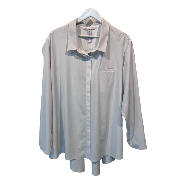 Athleta Top Womens 3X White Urbanite 2.0 Button Up Modern CYA Shirt Tiny Flaw - Picture 1 of 13